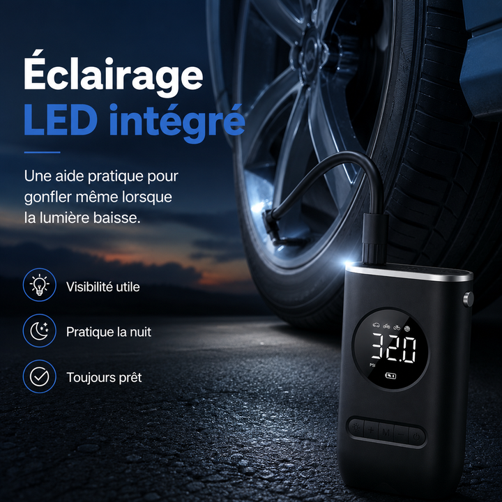 Accessoire auto indispensable : gonfleur électrique AirPump 150 PSI avec arrêt auto. Outil véhicules.
