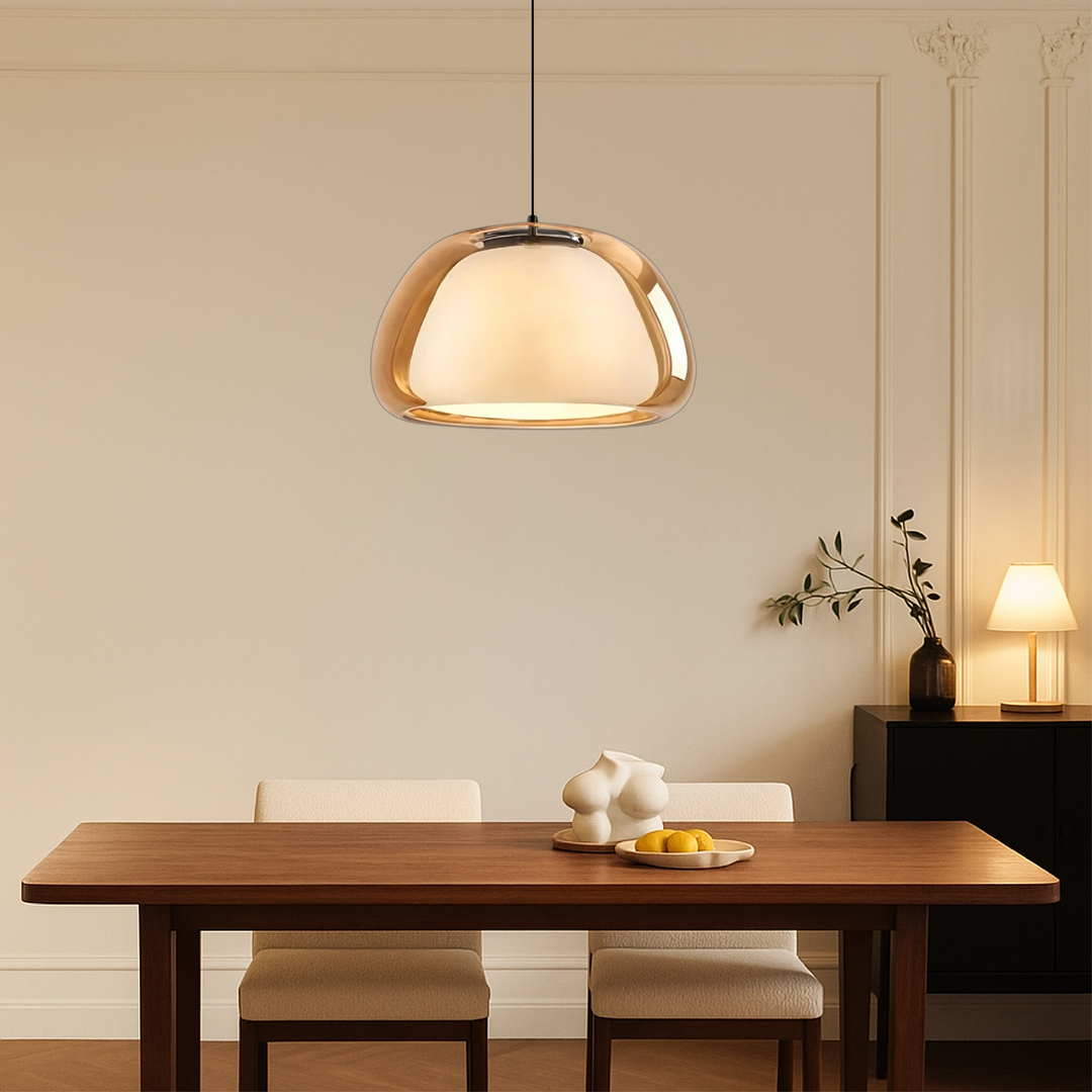 Luminaire suspendu style Japandi Jelly, éclairage doux en verre pour décoration intérieure contemporaine.