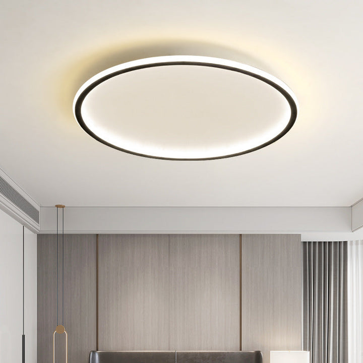 Décoration luminaire LED de plafond ronde, style scandinave minimaliste, pour chambre ou salon.