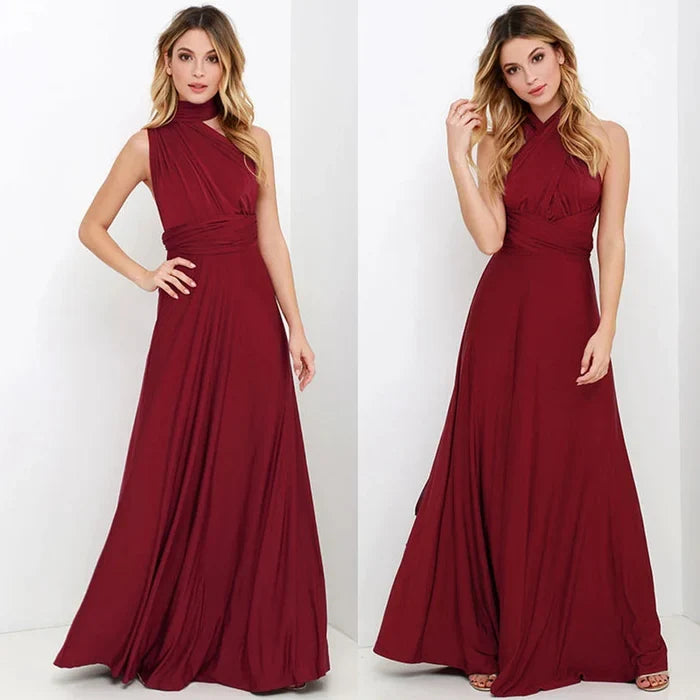 Robe longue femme polyvalente, style maxi ajustable pour un look décontracté ou habillé.