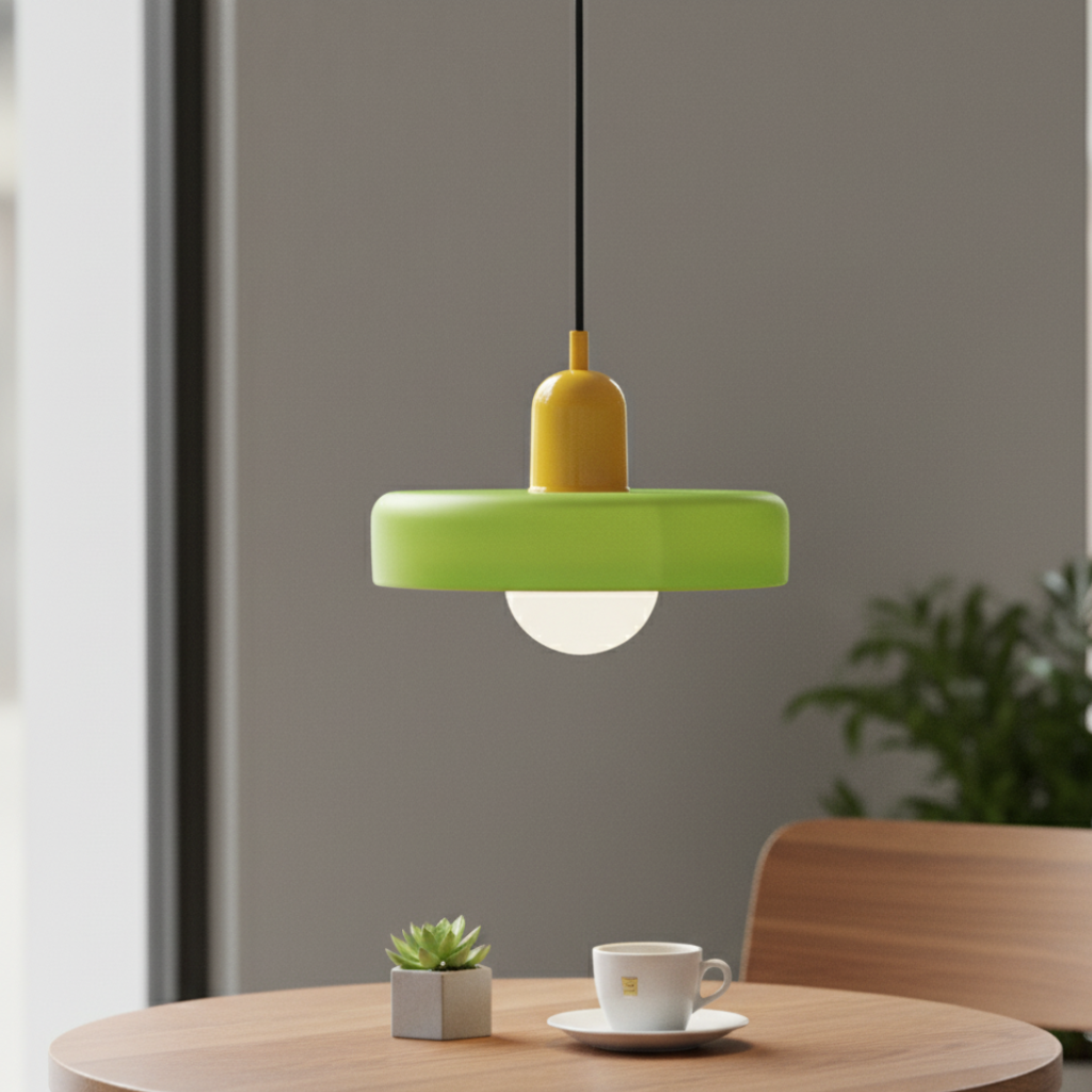 Éclairage moderne en verre Bauhaus, crée une ambiance artistique unique et vivante.
