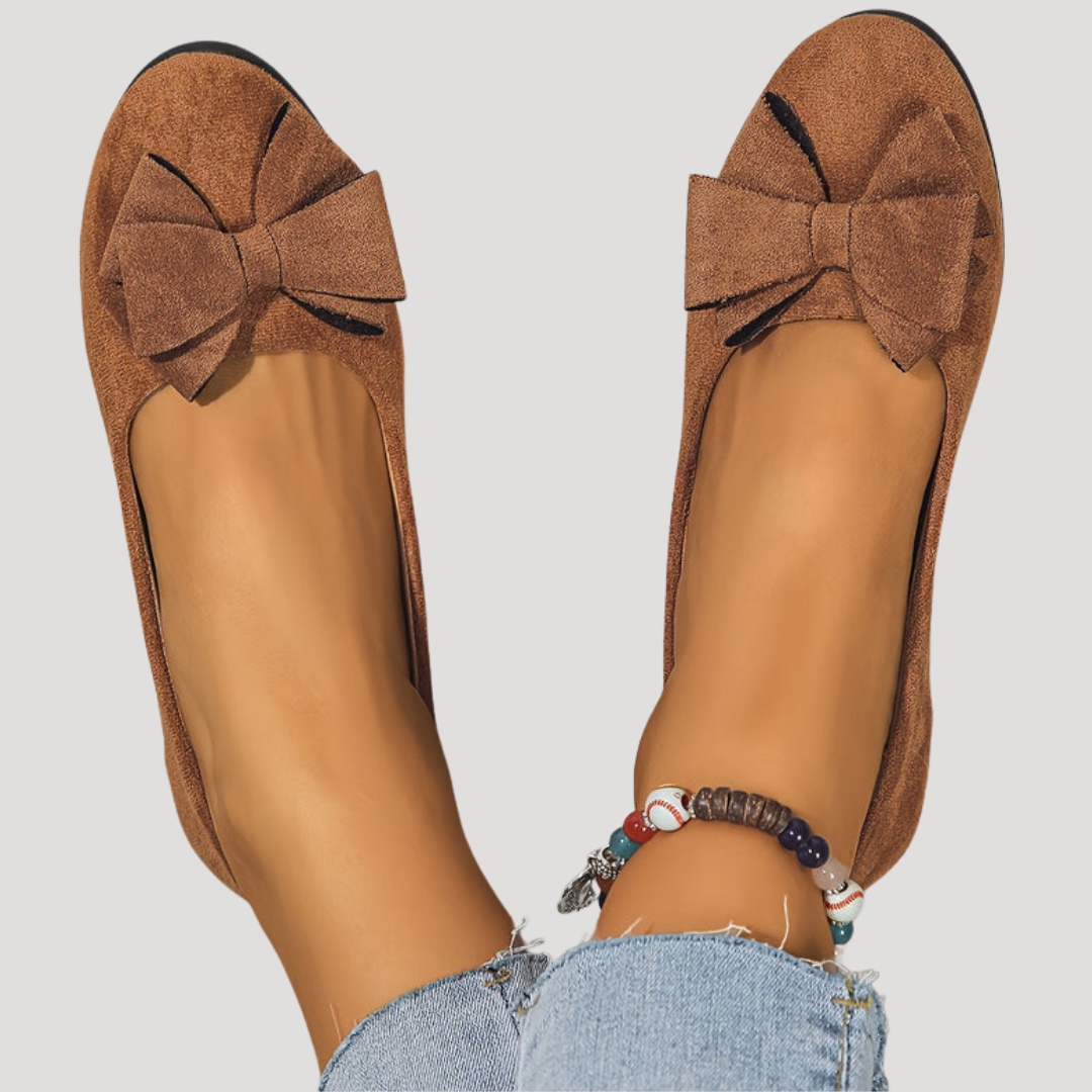 Ballerines compensées femme à nœud, chaussures plates mode et confortables pour le quotidien.