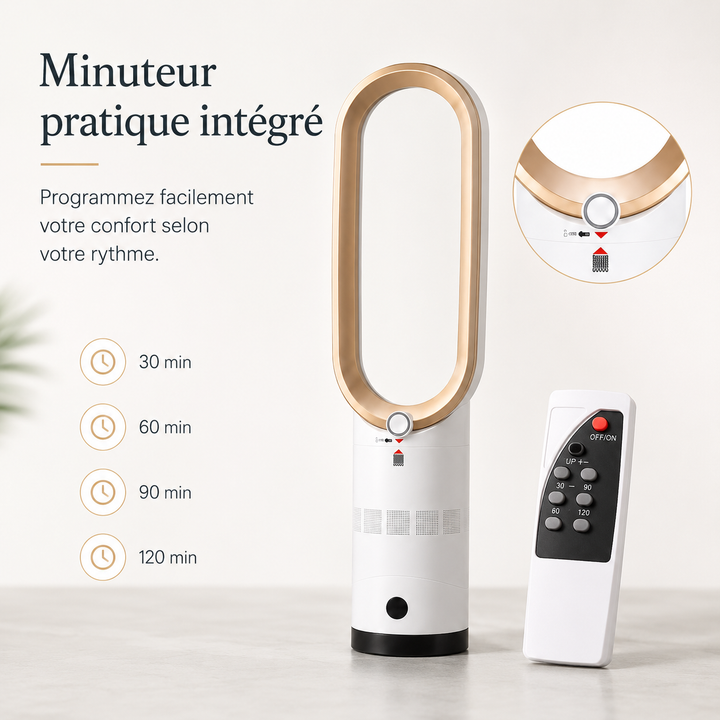 Confort toute saison avec la tour AeroLuxe. Chauffage et rafraîchissement silencieux pour votre maison.