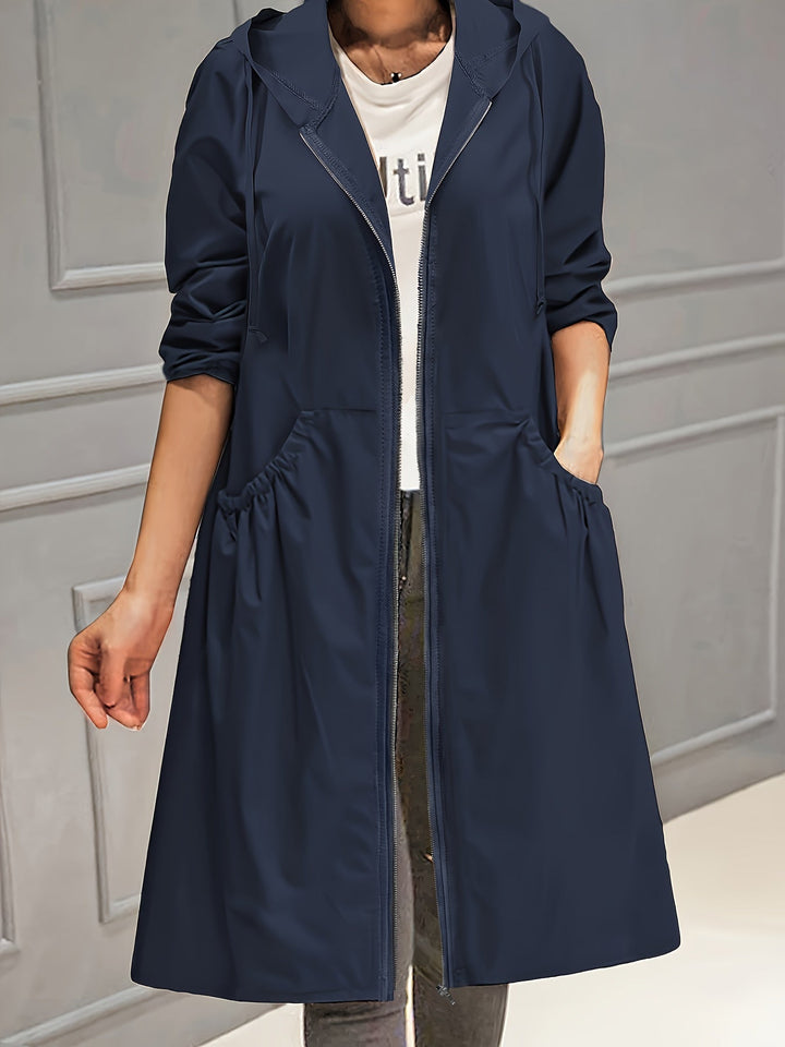 Manteau femme automne/hiver, long, avec capuche. Confort et style chic pour toutes occasions.