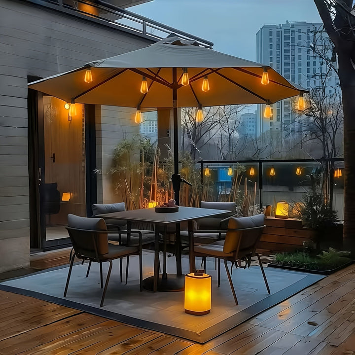 Guirlande solaire extérieure dimmable, ampoules LED jaunes. Éclairage jardin et terrasse, qualité commerciale.