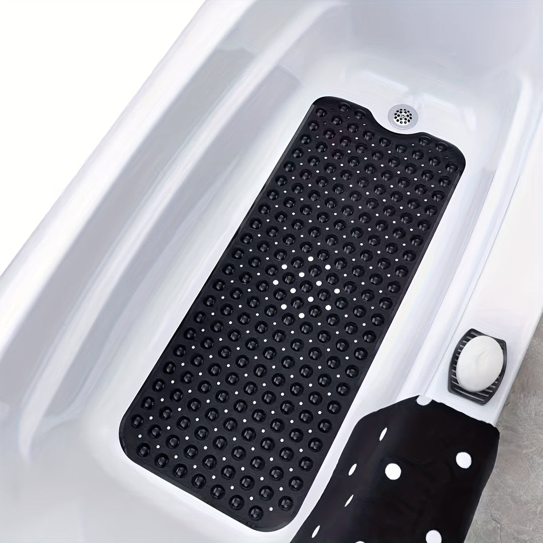 Tapis de bain antidérapant XL en PVC pour douche et baignoire, sécurité accrue avec ventouses.