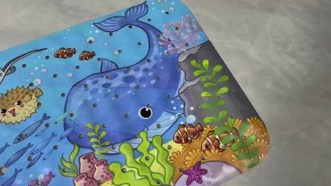 Tapis de bain extra long, antidérapant, lavable en machine, avec ventouses, pour la sécurité des enfants et adultes.