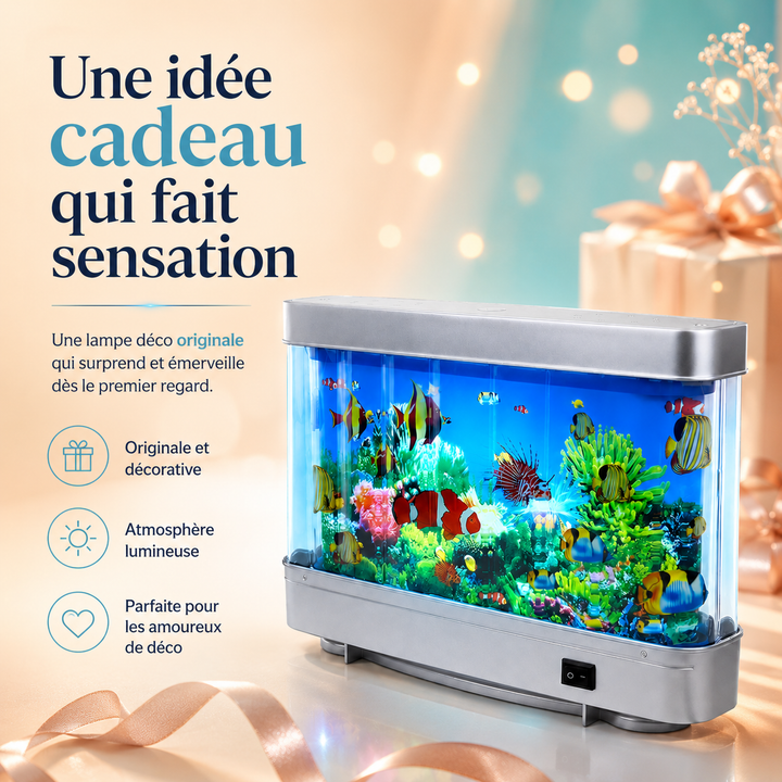 Lampe aquarium AquaDream LED avec luminosité réglable, poissons artificiels pour ambiance relaxante personnalisée.