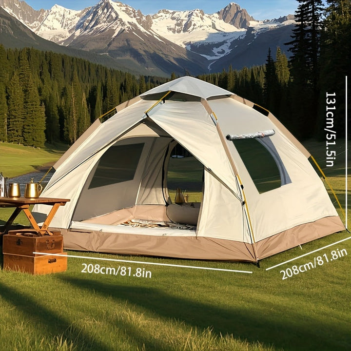Grande tente de camping familiale et confortable. Montage automatique facile pour le plein air.