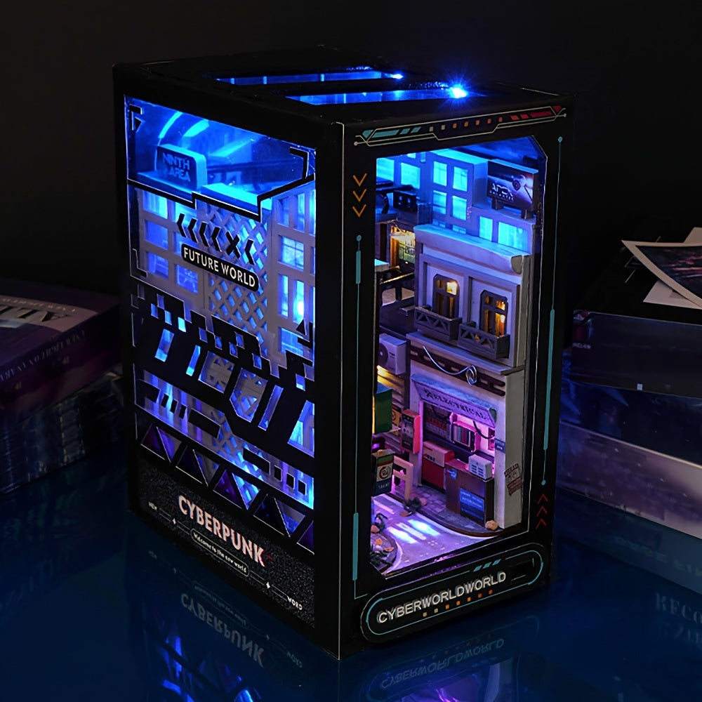 Cadeau original: kit de construction cyberpunk avec lumières LED pour amateurs de modèles 3D et loisirs créatifs.