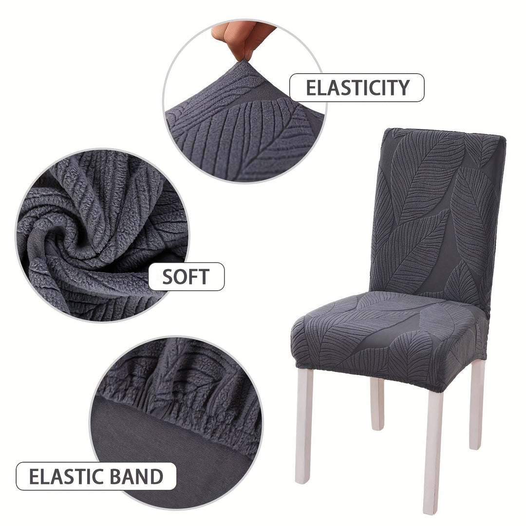 Lot de housses de chaises extensibles motif feuille, décoration chic salle à manger.
