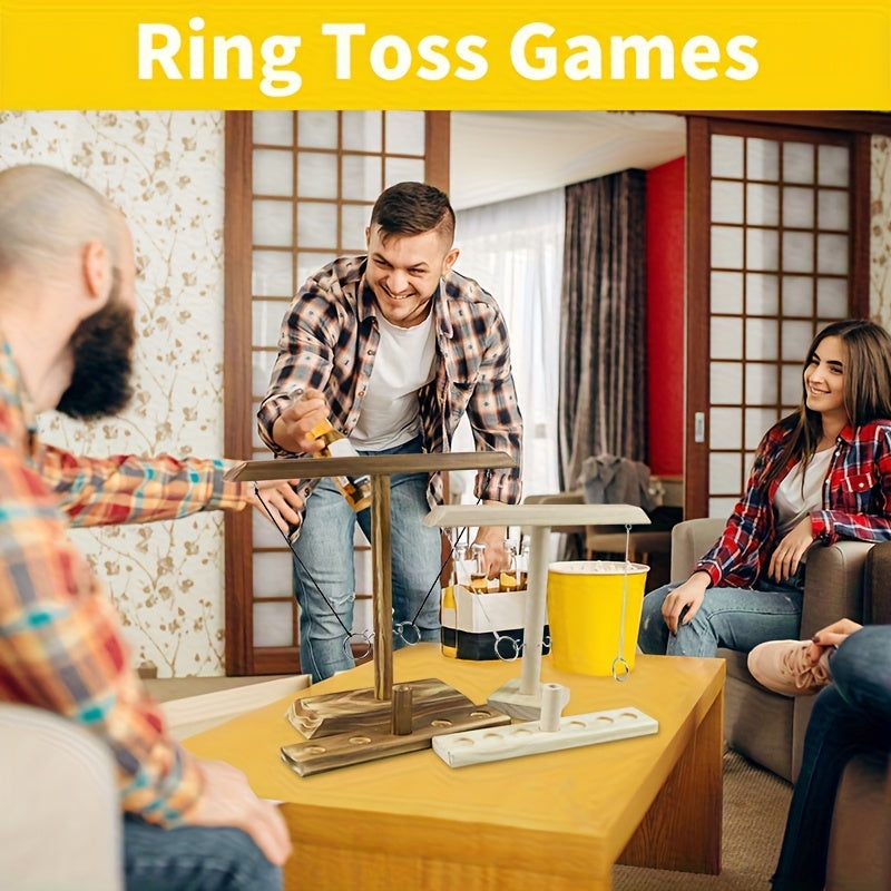 Jeu en bois de qualité, lancer d'anneaux, idéal pour les fêtes et rassemblements familiaux.