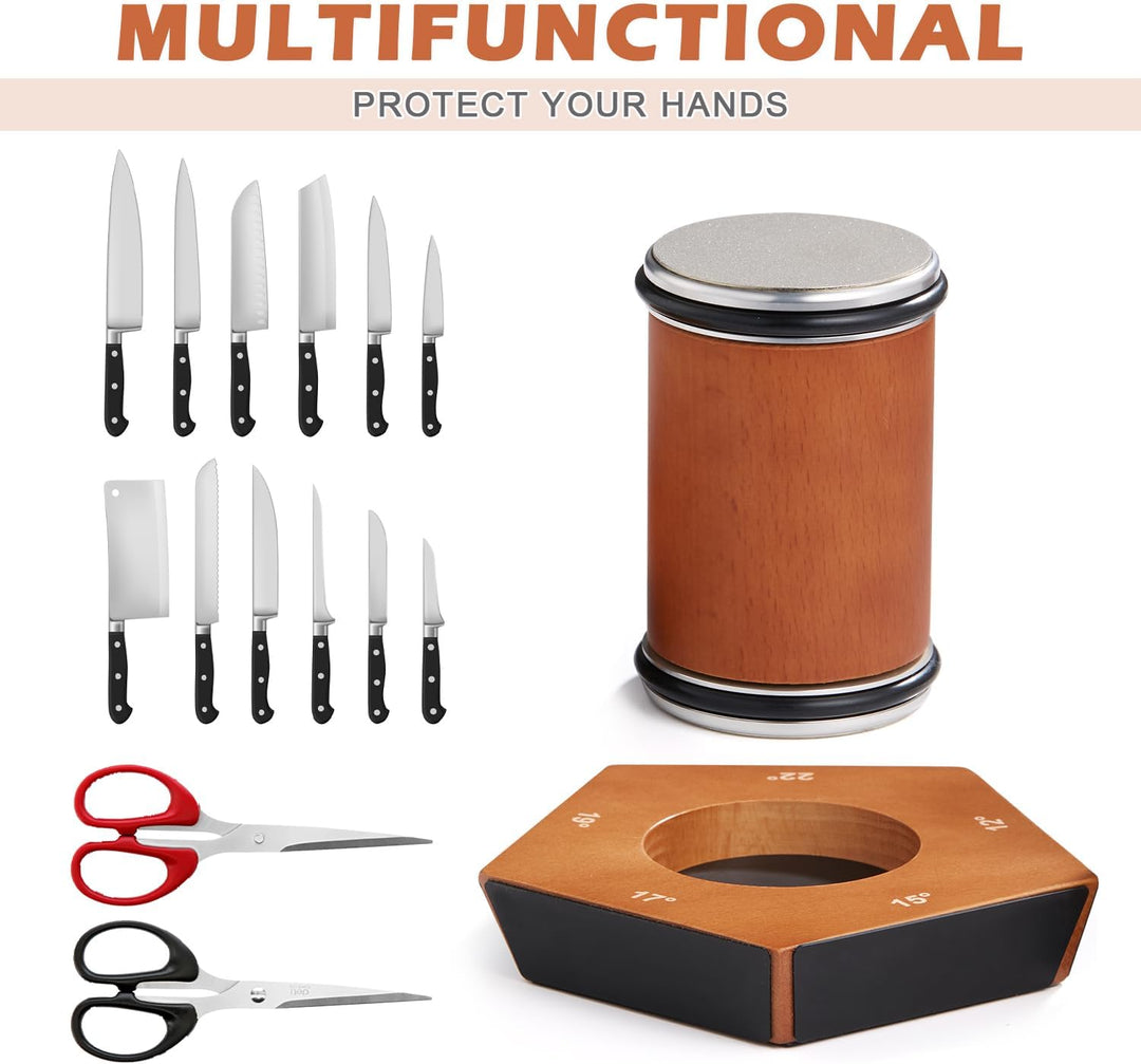Affûteur manuel à rouleau, idéal pour obtenir un tranchant parfait sur tous les couteaux de cuisine.
