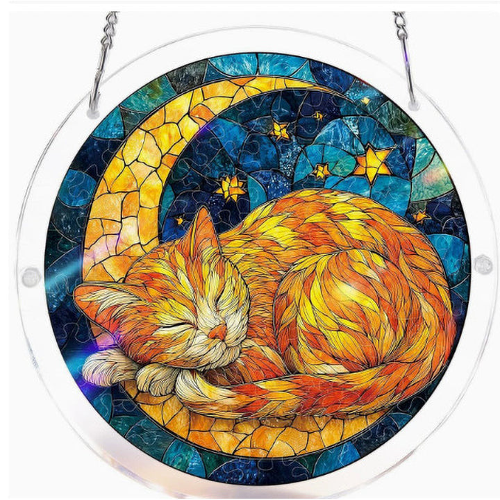 Suncatcher acrylique coucher de soleil océan, décoration fenêtre lumineuse.