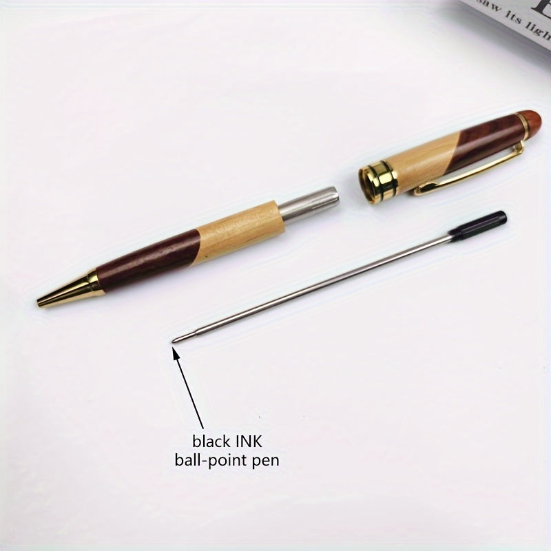 Boîte à stylos en bois premium et stylo bille haut de gamme. Pour un espace de travail raffiné.