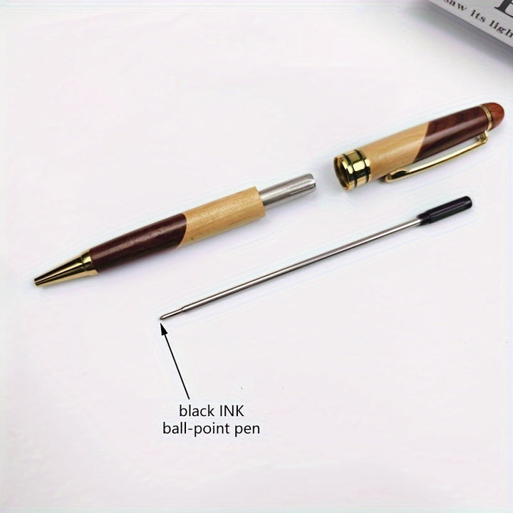 Boîte à stylos en bois premium et stylo bille haut de gamme. Pour un espace de travail raffiné.