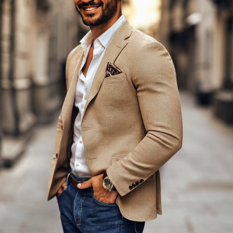 Blazer homme doux, confortable, veste décontractée chic pour mode masculine printemps/automne.
