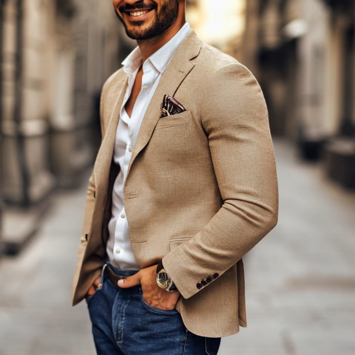 Blazer homme doux, confortable, veste décontractée chic pour mode masculine printemps/automne.
