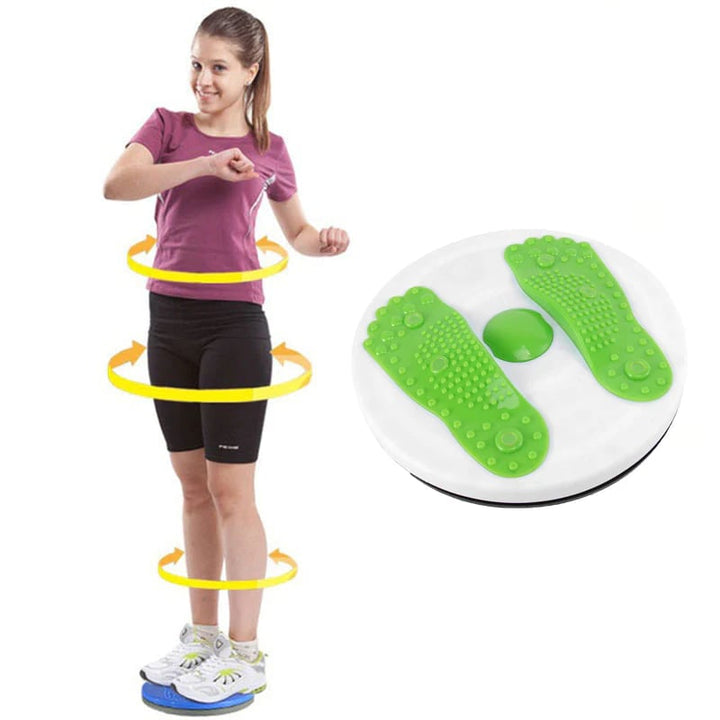 Planche d'équilibre fitness rose/violette portable pour un entraînement à domicile, ciblant taille et minceur.