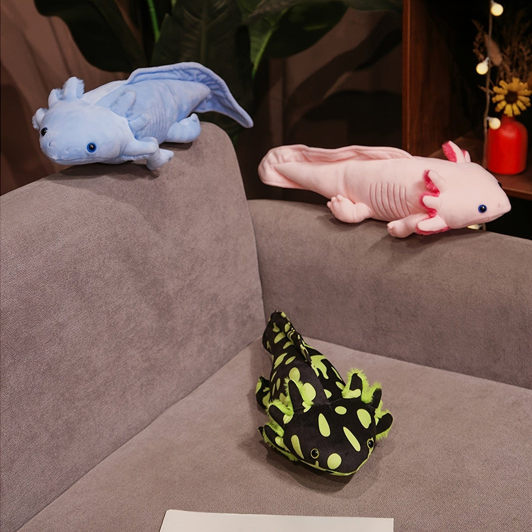 Axolotl réaliste 42cm, peluche douce et câline, jouet pour enfant et décoration de maison.
