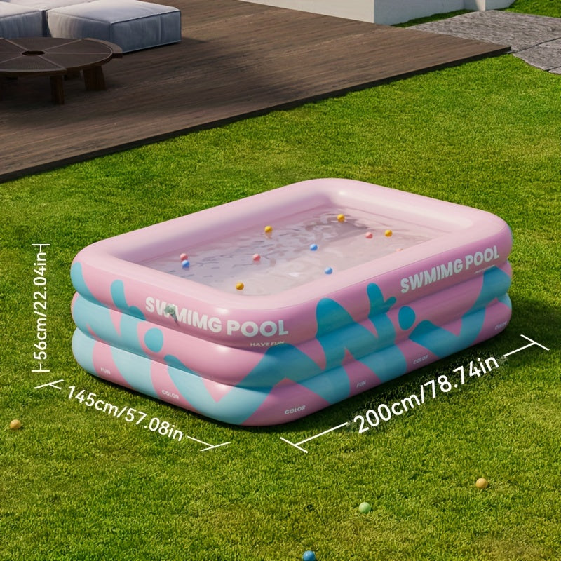 Piscine gonflable familiale et résistante, conçue pour des étés pleins de plaisir au jardin.