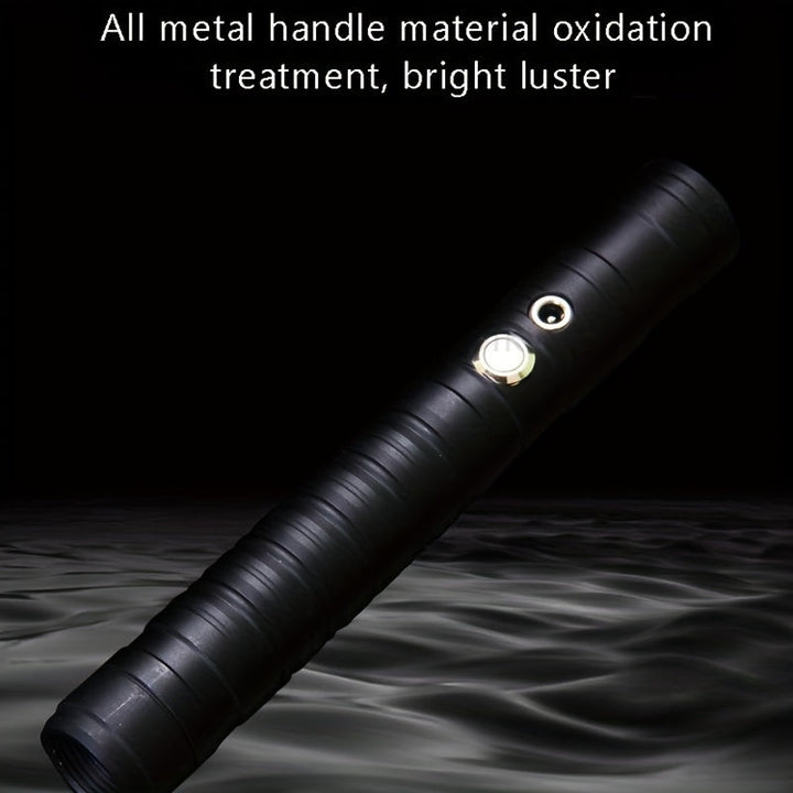 Accessoire cosplay épée lumineuse RGB avec lumière LED multicolore, parfait pour les fans de science-fiction.
