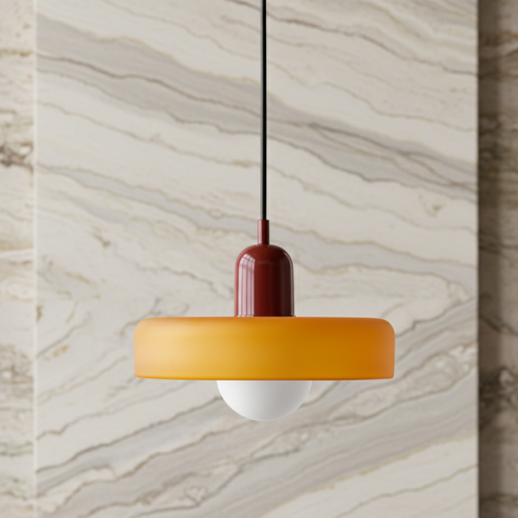 Lampe suspendue design Bauhaus, lumière artistique pour intérieurs contemporains.