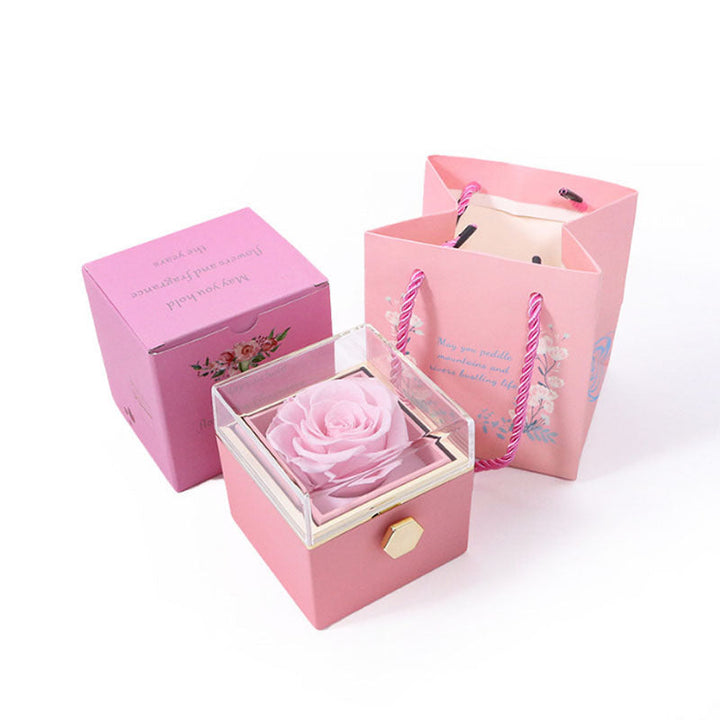 Boîte cadeau rose éternelle personnalisée pour un amour éternel, le cadeau parfait pour Saint-Valentin.