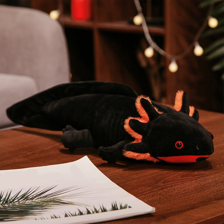 Peluche axolotl 42cm, texture ultra-douce, design réaliste, idéal pour les fans et collectionneurs.