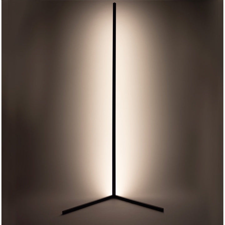Lampe d'angle LED mince, éclairage dimmable moderne pour salon. Design élégant et lumière personnalisable.