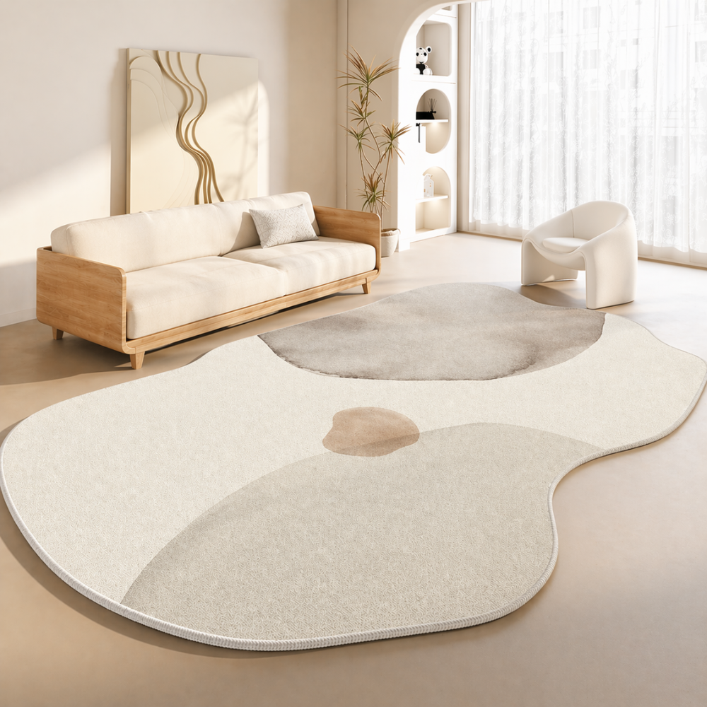Tapis géométrique Novara, antidérapant, moelleux, style japonais pour un salon moderne.