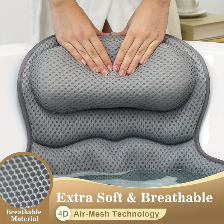 Profitez d'un confort supérieur avec le coussin de bain LuxieSpa, support ergonomique pour cou et dos.