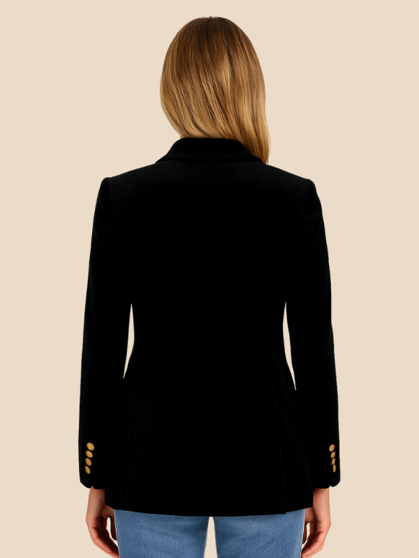 Blazer femme professionnel, coupe impeccable, col revers, pour un style féminin affirmé et chic.