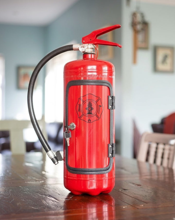 Bar caché extincteur rouge, compartiment secret élégant pour dissimuler et ranger vos boissons.