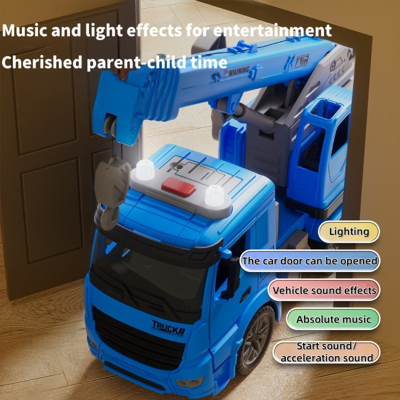 Cadeau parfait : camion grue enfant avec sons et lumières, stimule le jeu de construction et l'imagination.