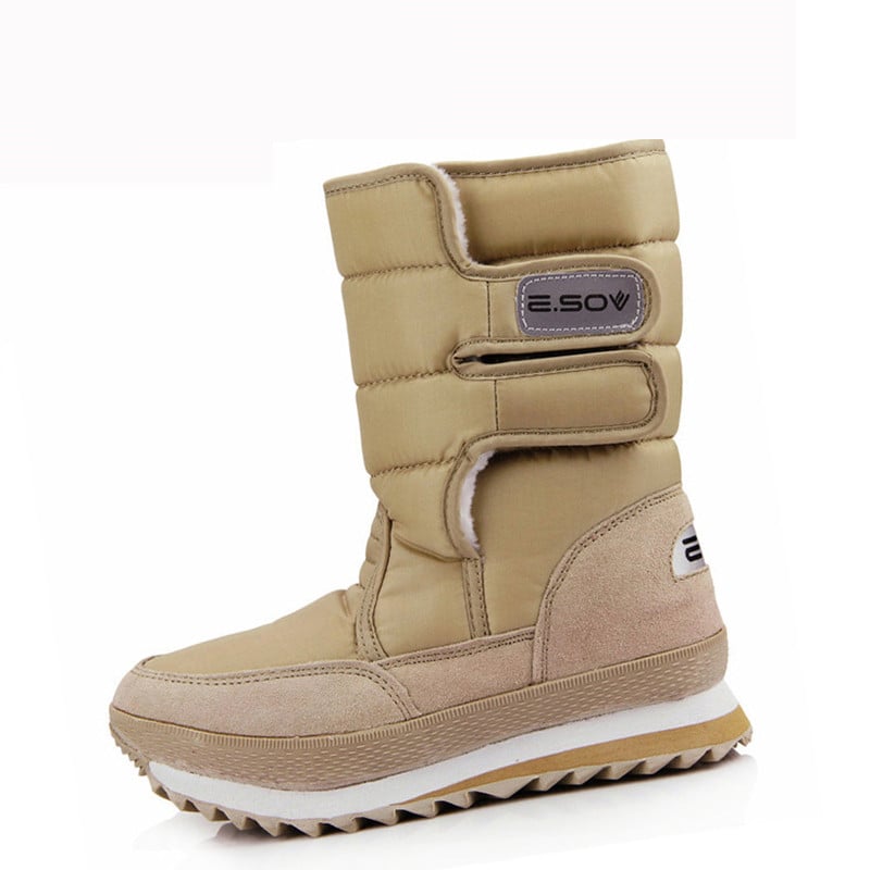 Bottes d'hiver confortables pour femme, résistantes à l'eau, avec semelle antidérapante pour plus de sécurité.