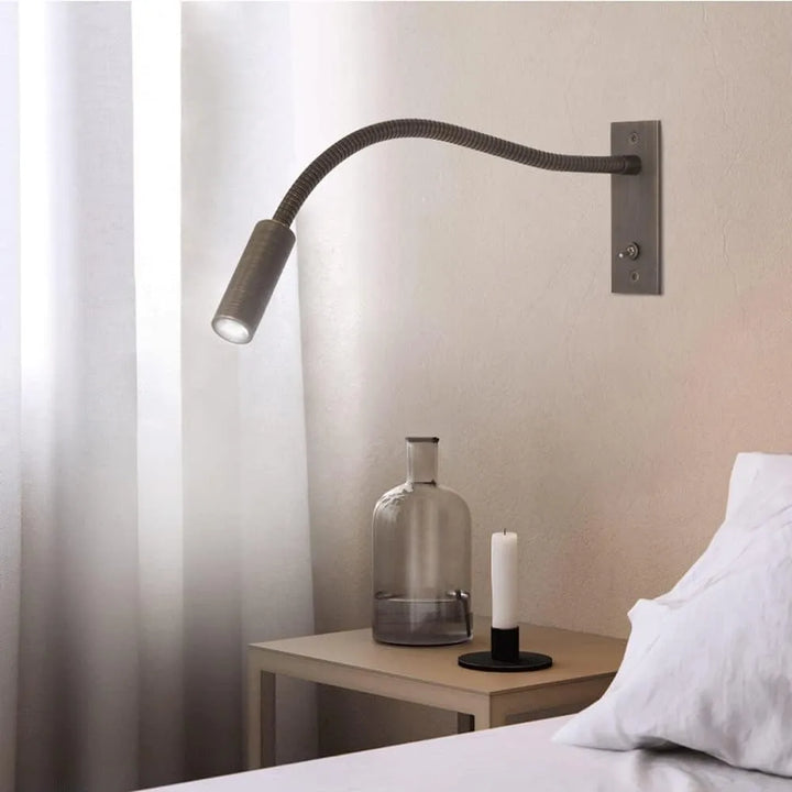 Lampe murale LED flexible moderne pour lecture au chevet, chambre, éclairage intérieur ajustable.