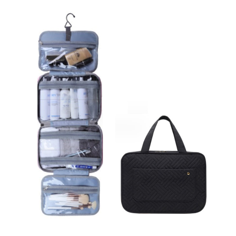 Rangement essentiel pour cosmétiques de voyage, design unisexe et grande capacité dans un format compact.