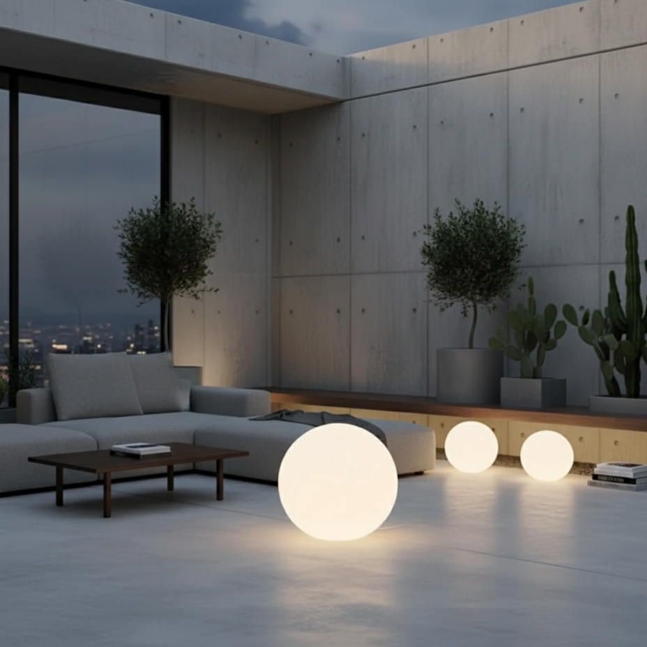 Lampe sphère LED RGB, éclairage d'appoint design, crée une ambiance chaleureuse et colorée partout où elle est placée.