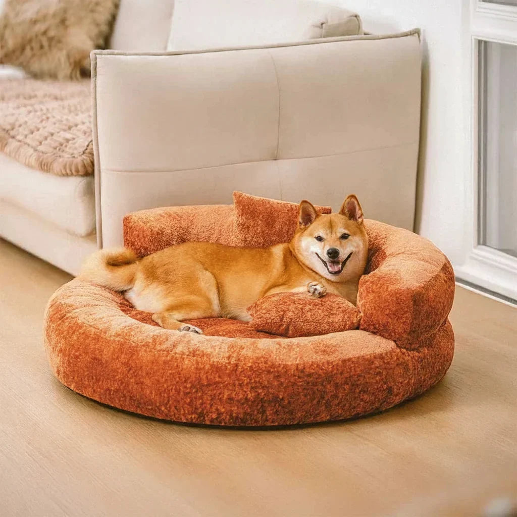 Lit rond pour animaux, rembourré et douillet, un panier parfait pour le repos de votre chien.