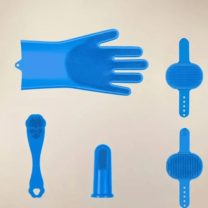 Gants de nettoyage en silicone pour chiens et chats, parfaits pour enlever les poils morts pendant le bain ou le brossage.