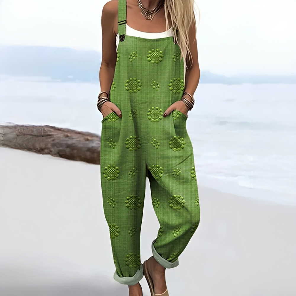 Jumpsuit femme d'été légère et décontractée, parfaite pour un look moderne et polyvalent. Confort assuré.