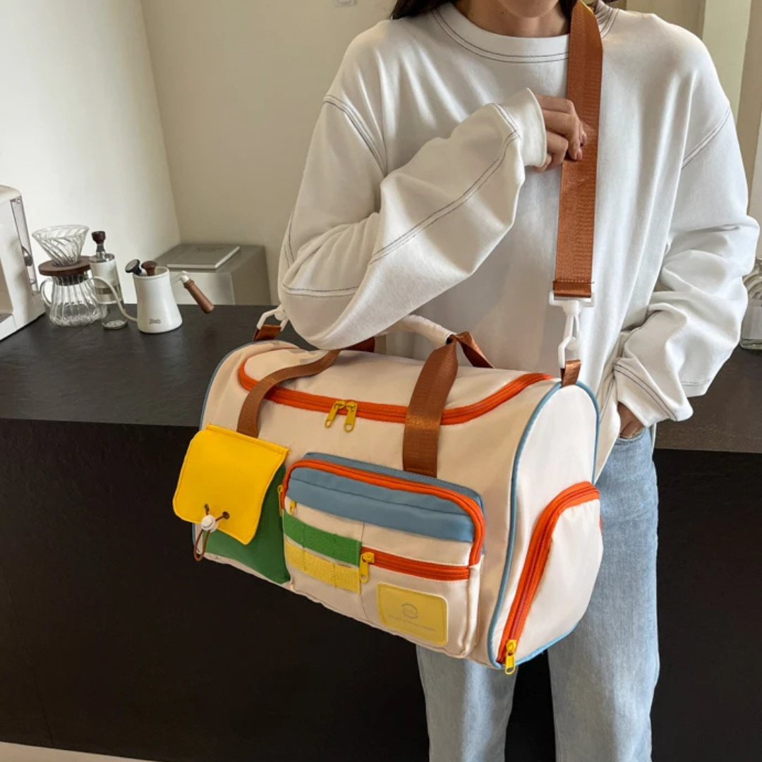 Sac de sport léger FlexaBag unisexe, nylon color-block, parfait pour gym et week-end.