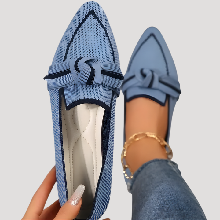 Chaussures plates femme avec nœud décoratif, ballerines chic et décontractées mode.