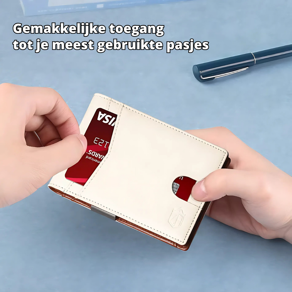 Portefeuille minimaliste homme en cuir, design compact et mince, idéal pour poche avant, anti-RFID.