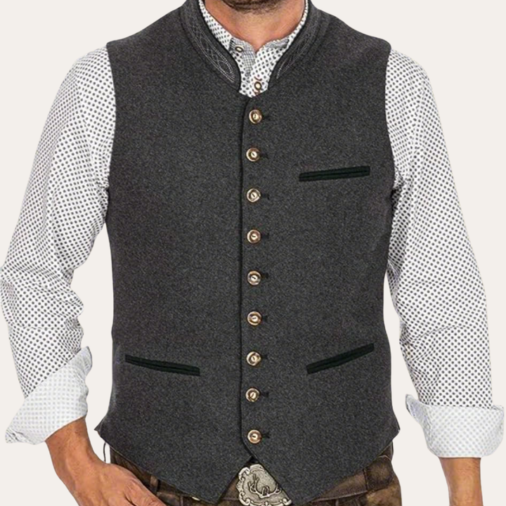 Gilet homme traditionnel élégant, coupe classique pour mode masculine intemporelle, idéal tenue formelle ou décontractée.