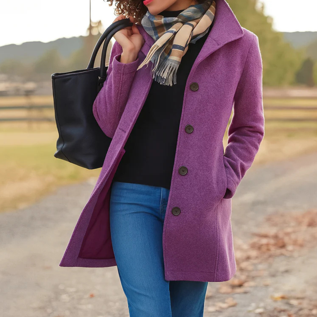 Trench long chic pour femme, boutonnage frontal, parfait mi-saison et vestiaire féminin moderne.