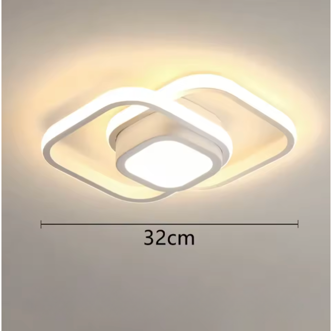Plafonnier LED contemporain avec double anneau, éclairage doux pour ambiance intérieure.