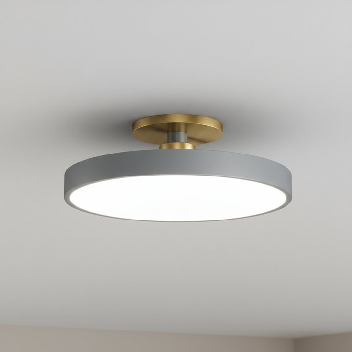 Plafonnier LED bicolore géométrique, idéal pour créer une ambiance lumineuse moderne.