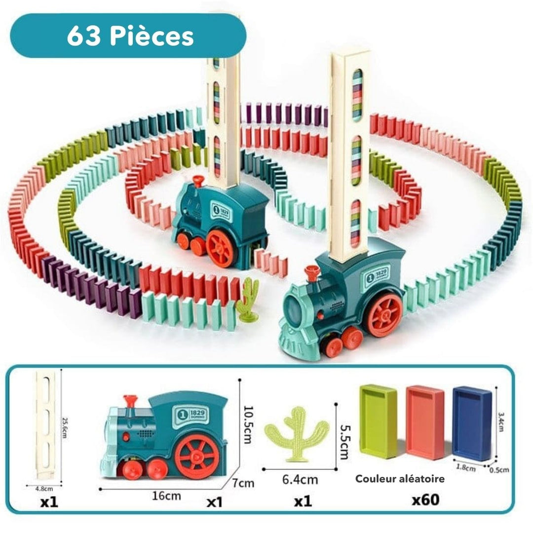 Train automatique de dominos pour filles et garçons, parfait pour développer la créativité et la patience.